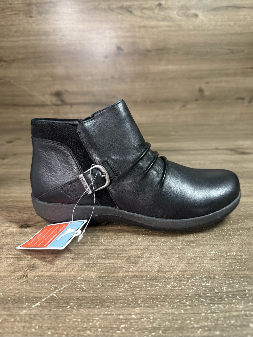 Aetrex Luna DM700W Womens 8.5 Black Leather Ankle Boots Comfort NIB